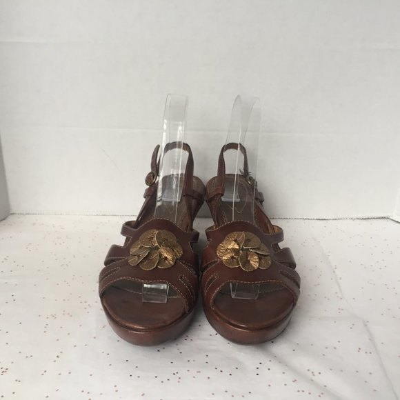 Clarks Artisan Brown Platform Wedge Sandal - 8 M - Picture 8 of 8